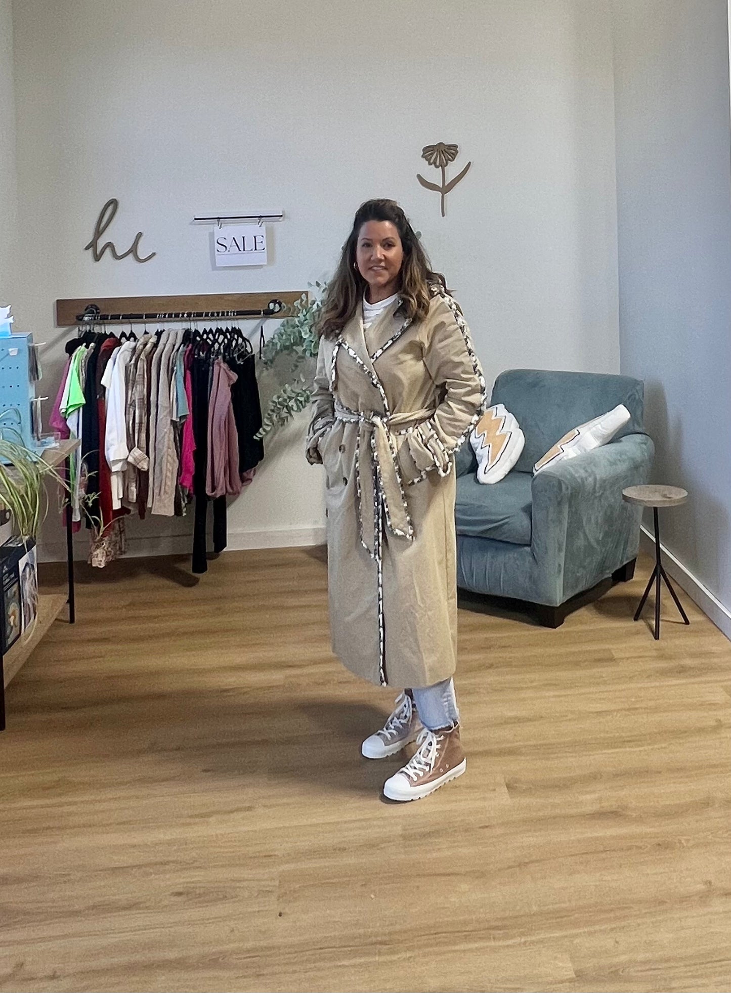 Bronwyn Tweed Trim Trench Coat