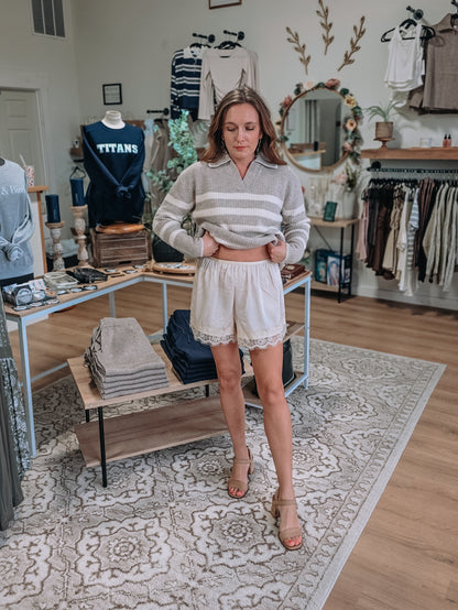 Lace-Trim Pull-On Shorts