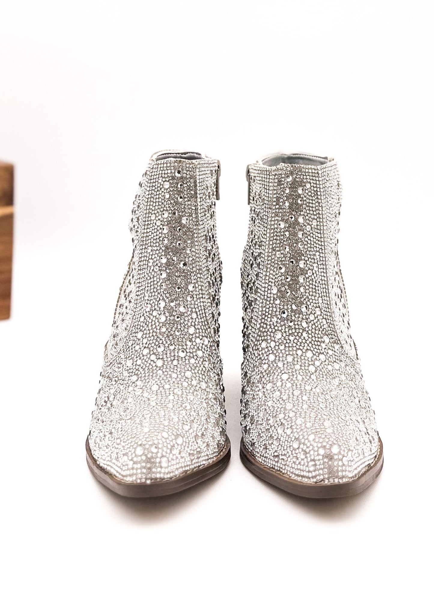 Shine Star Rhinestone Bootie in Silver