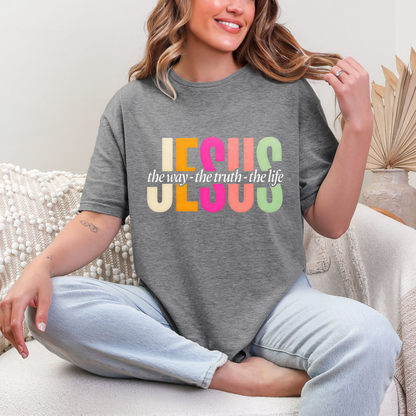 Way, Truth & Light in Grey Graphic Tee and Sweatshirt