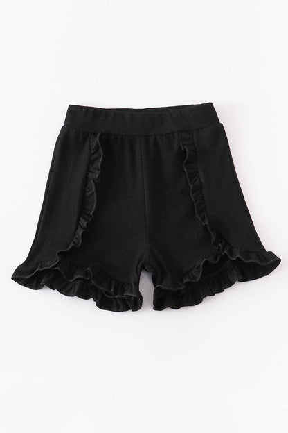 Kids - Black Ruffle Girl Shorts