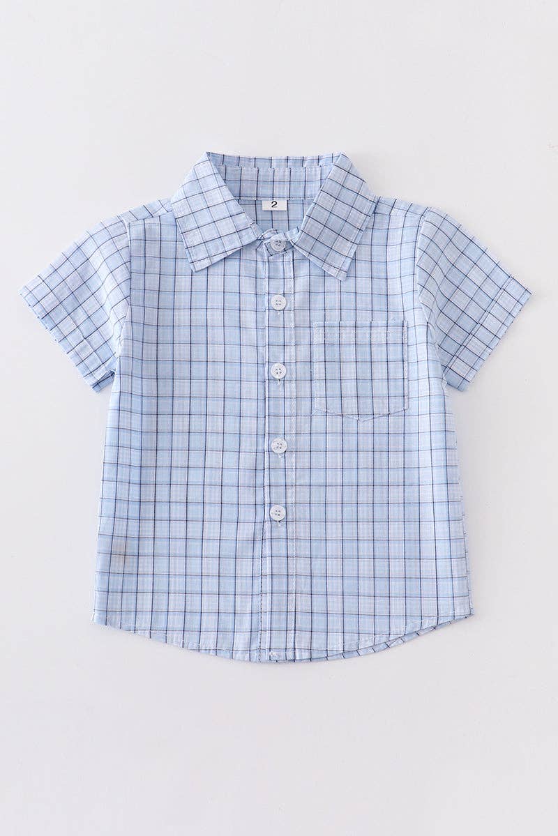 Kids - Blue Plaid Button Down Shirt