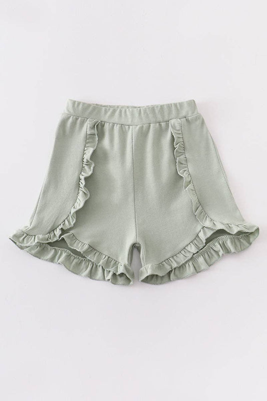 Kids - Green Ruffle Girl Shorts