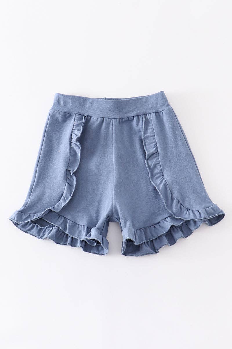 Kids - Navy Ruffle Girl Shorts