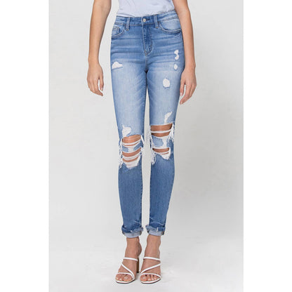 HIGH RISE ANKLE SKINNY W SINGLE CUFF DETAILS