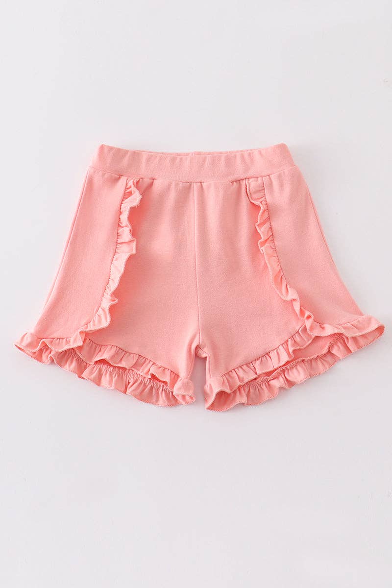 Kids - Peach Ruffle Girl Shorts
