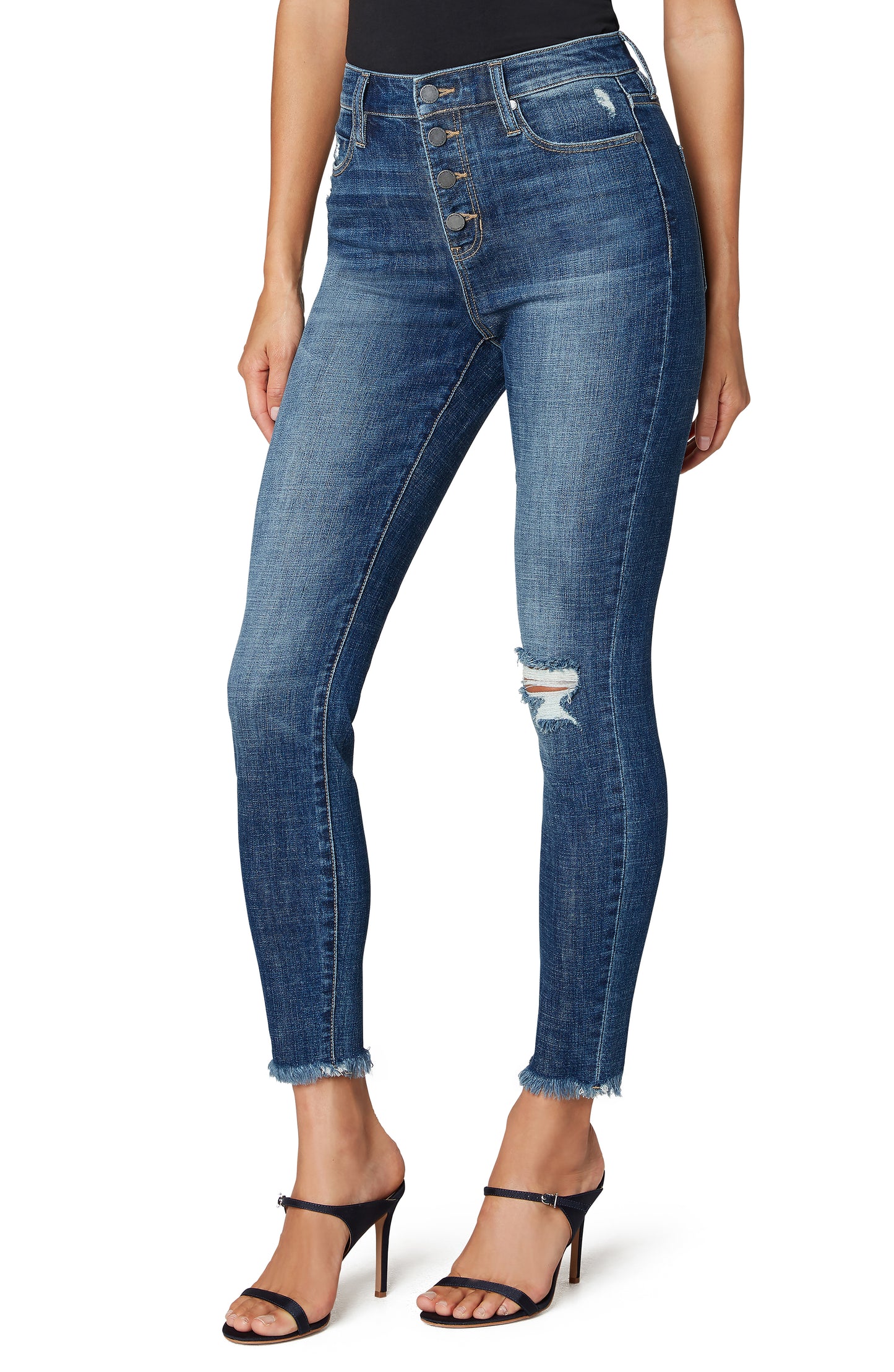 Abby High Rise Ankle Skinny Button Fly - 28" in