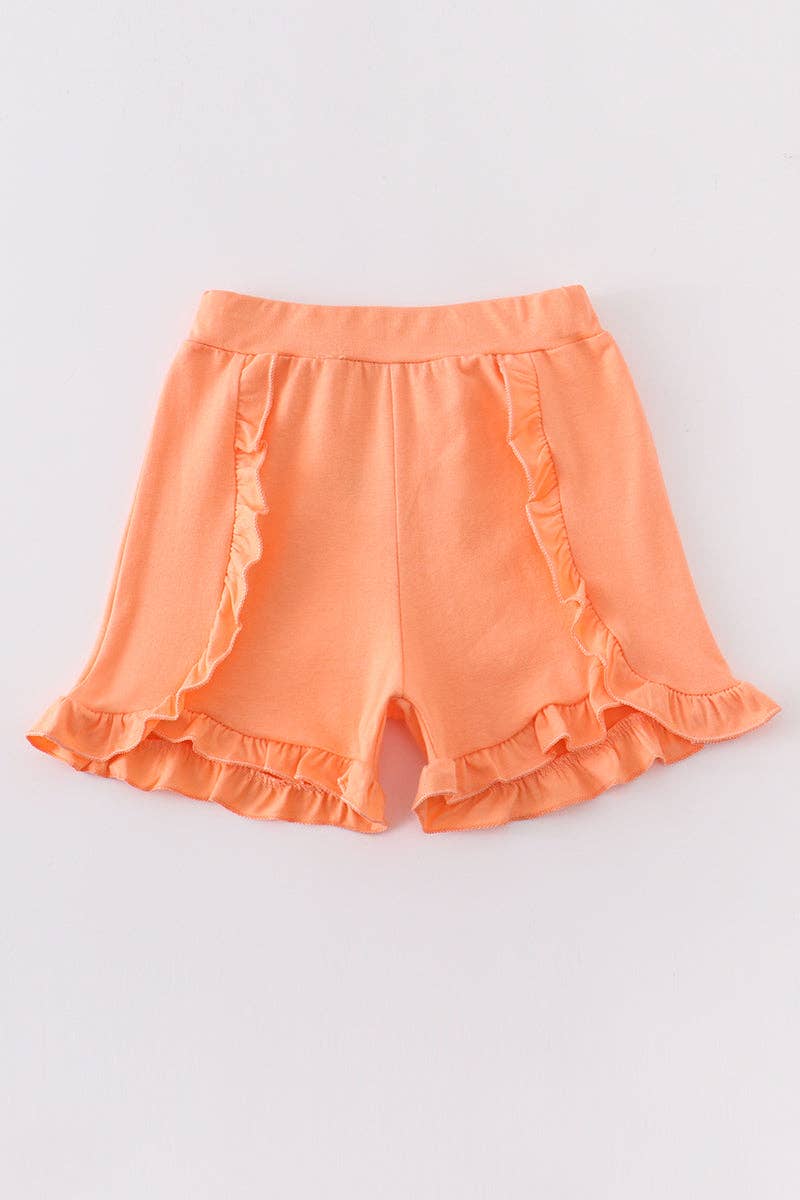 Kids - Orange Ruffle Girl Shorts